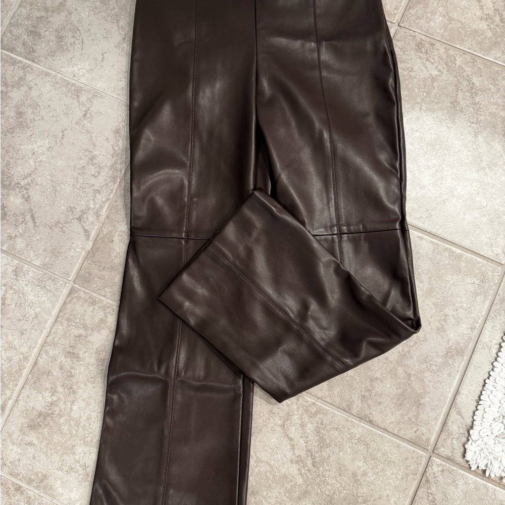 Brown Faux Leather Pants